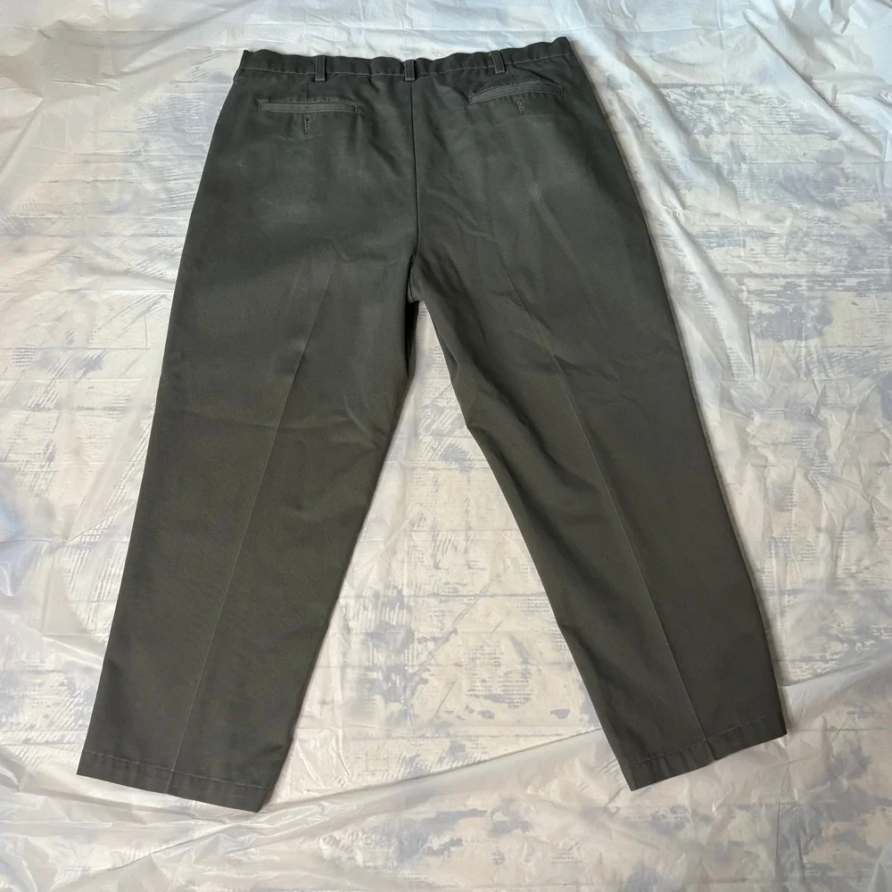 Savane Chino Pants Mens 40x29 Green Excellent Cotton Flat Front Straight Leg